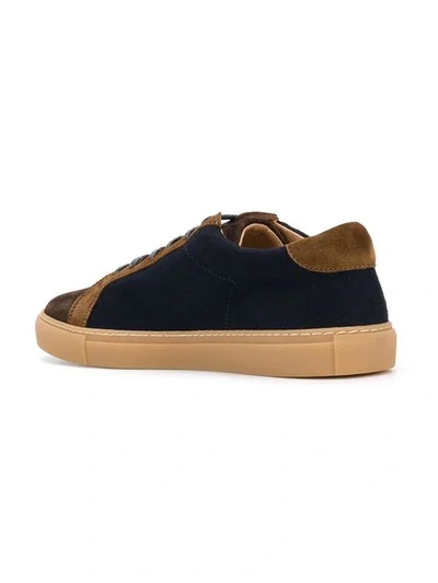 Shop Eleventy Suede Panel Lace Up Sneakers - Blue
