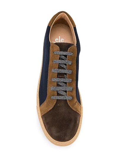 Shop Eleventy Suede Panel Lace Up Sneakers - Blue