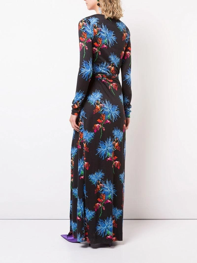 Shop Diane Von Furstenberg Dvf  Floral Printed Wrap Dress - Black