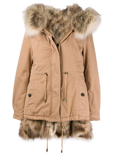 Shop Alessandra Chamonix Racoon Fur Lined Parka Coat - Neutrals