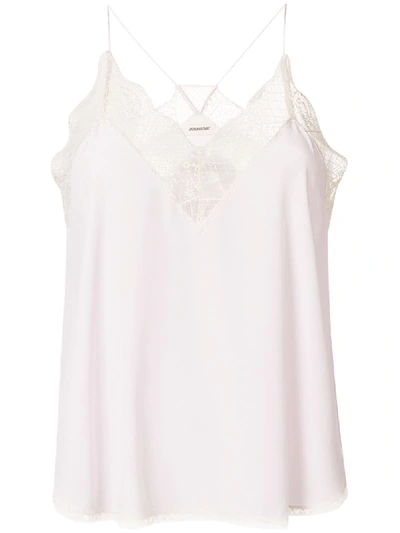 Shop Zadig & Voltaire Lace Inserts Cami Top In Pink