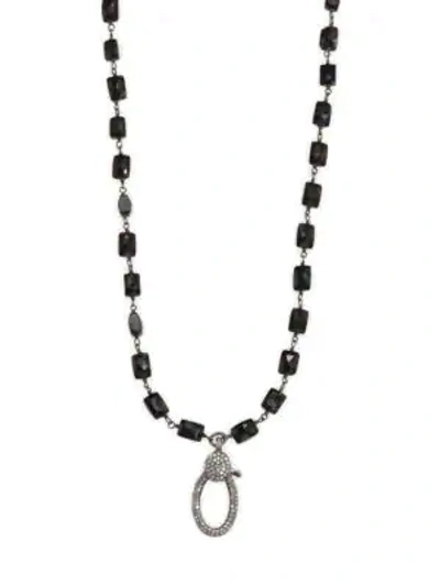Shop Nina Gilin Women's Diamond & Black Onyx Strand Necklace/29" In Silver