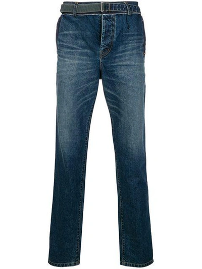 Shop Sacai Straight Cut Jeans - Blue