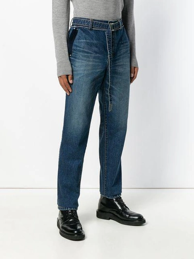 Shop Sacai Straight Cut Jeans - Blue