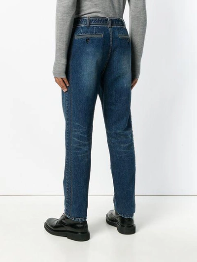 Shop Sacai Straight Cut Jeans - Blue