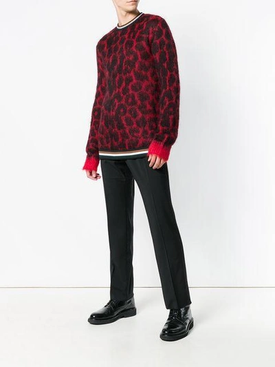 Shop N°21 Leopard Intarsia Sewater In Red
