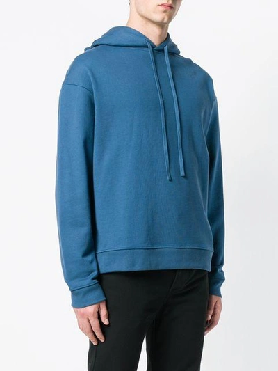 Shop Raf Simons Contrasting Sleeves Hoodie In Blue