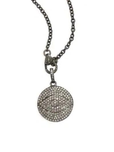 Shop Nina Gilin Diamond Evil Eye Pendant Necklace In Black