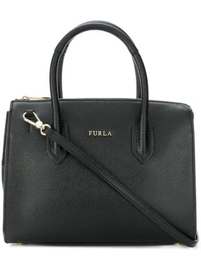 Shop Furla Pin Small Tote Bag In Black