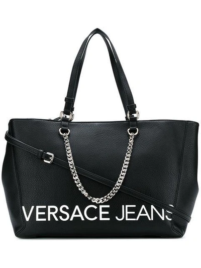 Shop Versace Jeans Large Tote Bag - Black