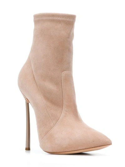 Shop Casadei Pointed Ankle Boots - Neutrals