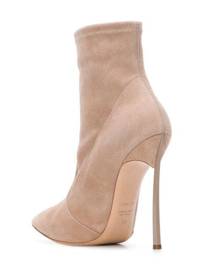 Shop Casadei Pointed Ankle Boots - Neutrals