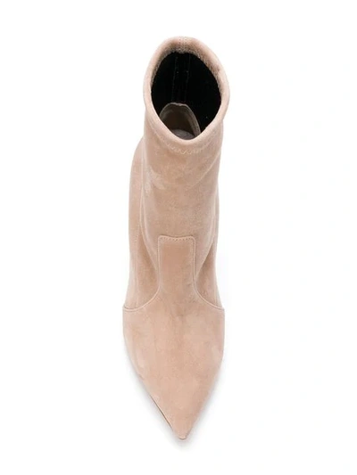 Shop Casadei Pointed Ankle Boots - Neutrals
