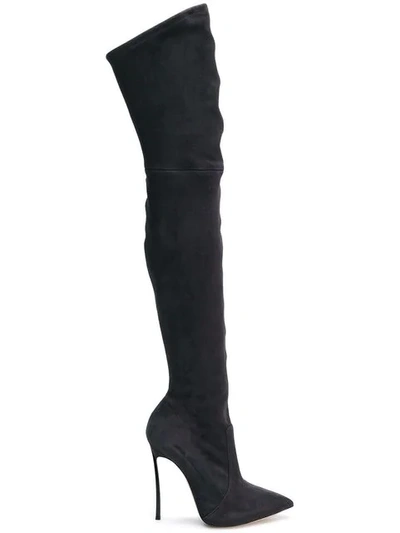 Shop Casadei Over-the-knee Boots - Grey