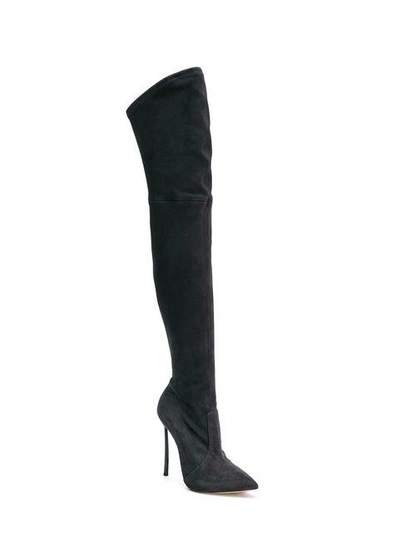 Shop Casadei Over-the-knee Boots - Grey