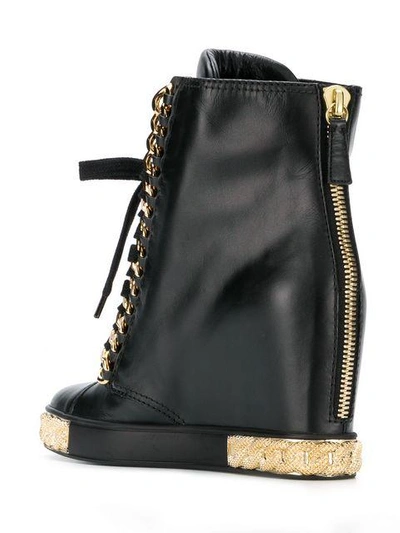 Shop Casadei Lace-up Wedge Boots - Black