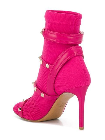 Shop Valentino Garavani Rockstud Booties - Pink