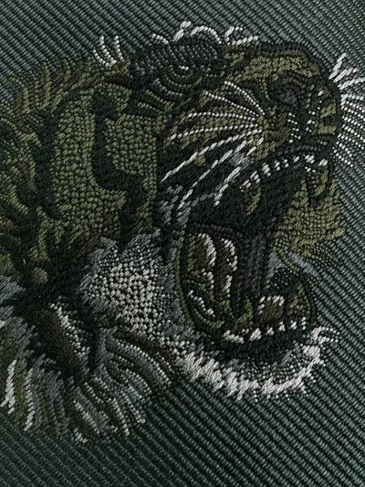 Shop Gucci Tiger Embroidered Tie - Grey