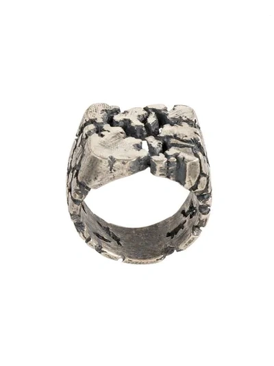 Shop Tobias Wistisen Ring In Distressed-optik In Metallic