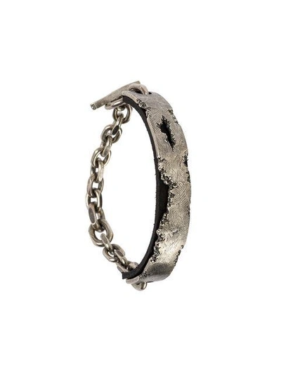 Shop Tobias Wistisen Worn Leather Bracelet - Black