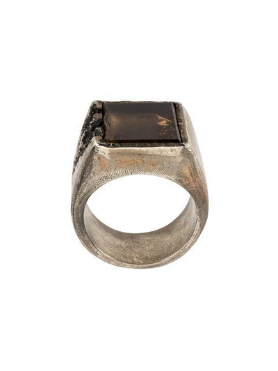 Shop Tobias Wistisen Square Cocktail Ring In Metallic