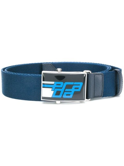 Shop Prada Logo Belt - Blue
