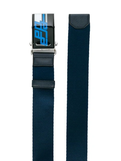 Shop Prada Logo Belt - Blue