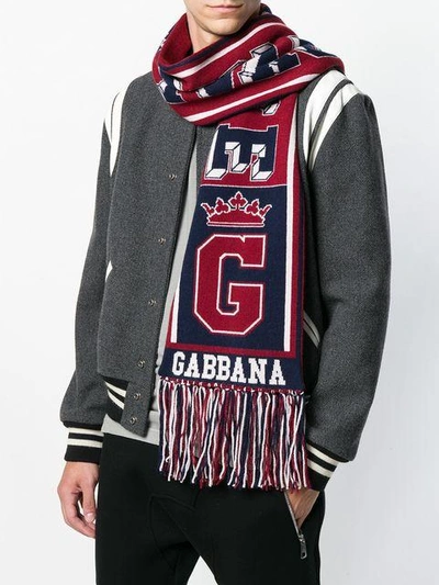 Shop Dolce & Gabbana Gabbana Football Scarf In Red
