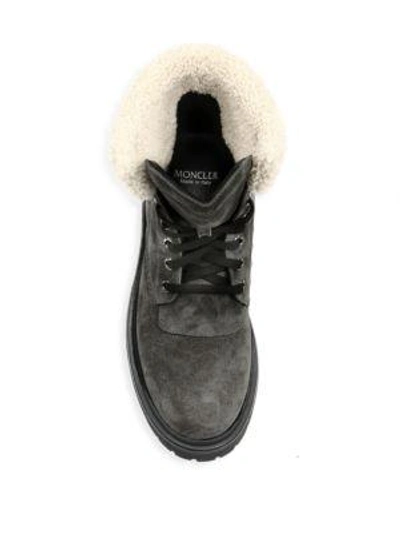 Shop Moncler Patty Faux Shearling Boots In Grey