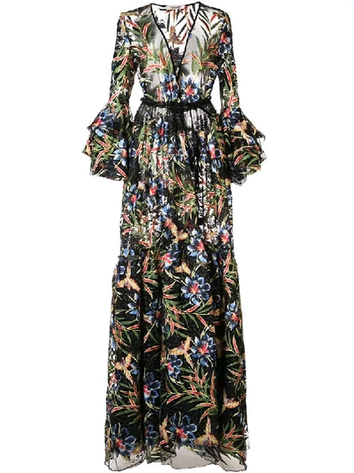 Shop Diane Von Furstenberg Dvf  Floral Sheer Maxi Dress - Black