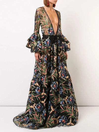 Shop Diane Von Furstenberg Dvf  Floral Sheer Maxi Dress - Black
