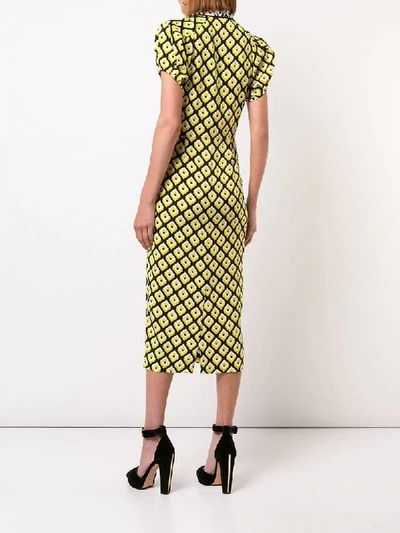 Shop Diane Von Furstenberg Retro Print Dress In Yellow