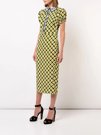 Shop Diane Von Furstenberg Retro Print Dress In Yellow