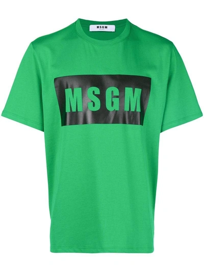 Shop Msgm Logo Print T-shirt - Green