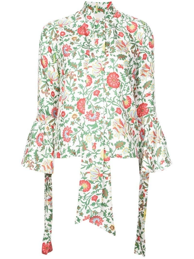 floral print asymmetric shirt