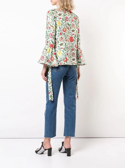 floral print asymmetric shirt