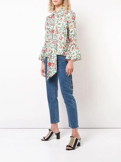 floral print asymmetric shirt