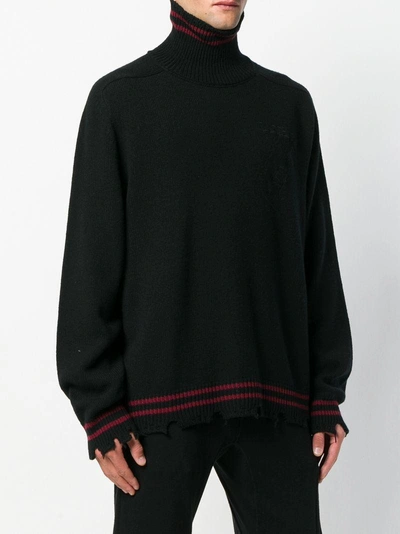 Shop Riccardo Comi Frayed Hem Turtleneck Sweater - Black