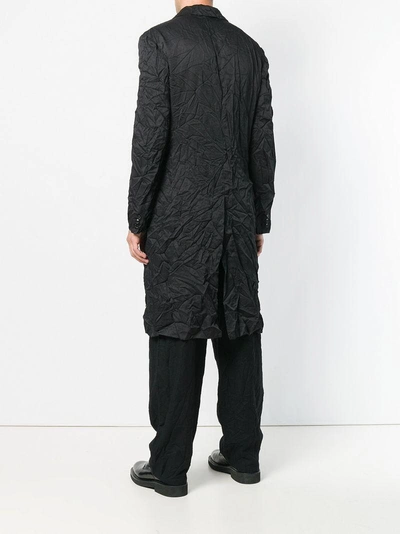 Shop Yohji Yamamoto "wrinkled" Single-breasted Coat - Black