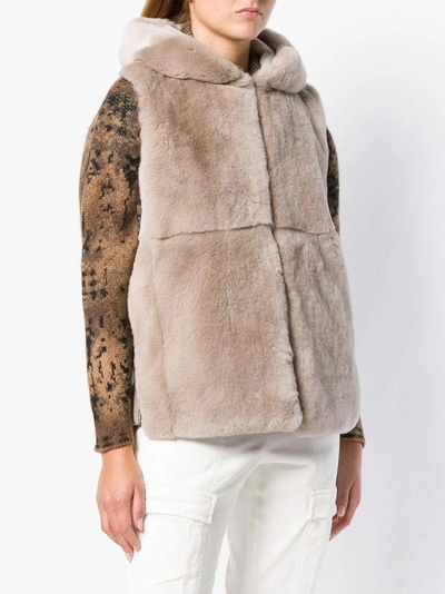 Shop Peserico Sleeveless Fur Vest In Neutrals