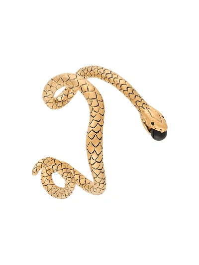 Shop Saint Laurent Snake Cuff Bracelet - Metallic