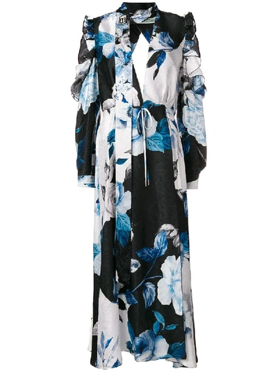 Shop Off-white Floral Print Maxi Dress - Black