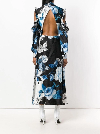 Shop Off-white Floral Print Maxi Dress - Black