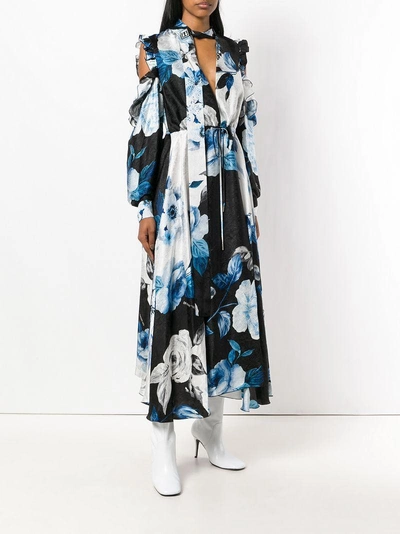 Shop Off-white Floral Print Maxi Dress - Black