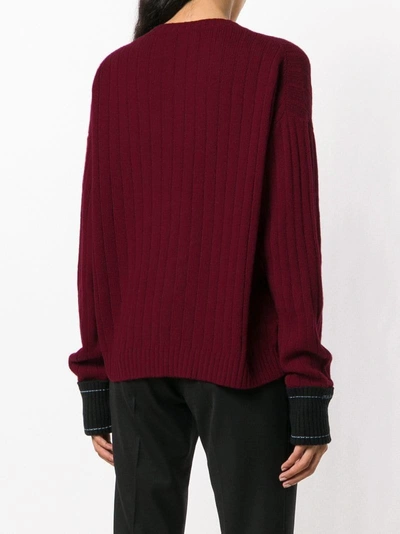 Shop Prada Ribbed Knit Sweater - Red
