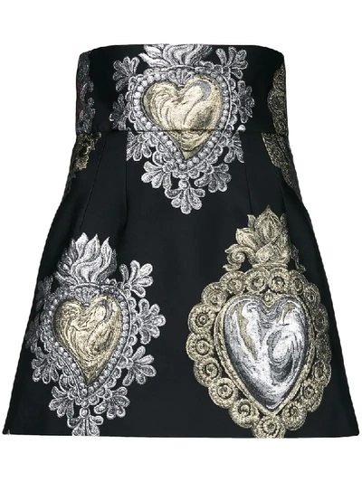 Shop Dolce & Gabbana Sacred Heart Embroidered Skirt - Black