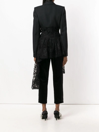 Shop Alexander Mcqueen Waterfall Lace Blazer - Black