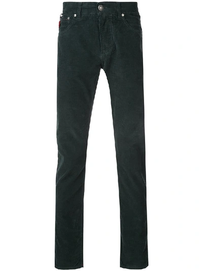 Shop Isaia Long Corduroy-style Trousers In Green