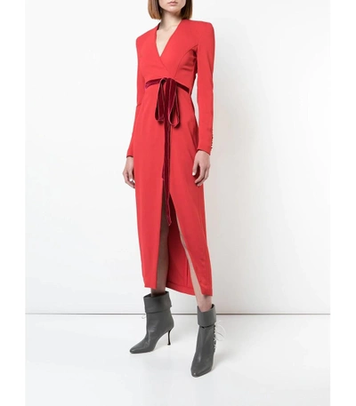 Shop Adam Lippes Red Midi Dress