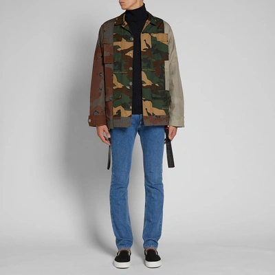 Shop Off-white Reconstructed Camo Field Jacket In Green